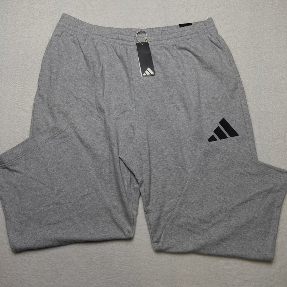 Adidas Wide Leg Sweatpants Mens 2XL Grey French Terry JF3606 Logo New